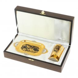 Набор &amp;quot;Охота&amp;quot; стакан на подносе 130 мл Златоуст