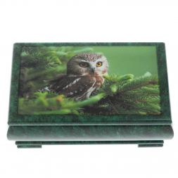 Шкатулка "Сова" из змеевика 18х10х8,5 см