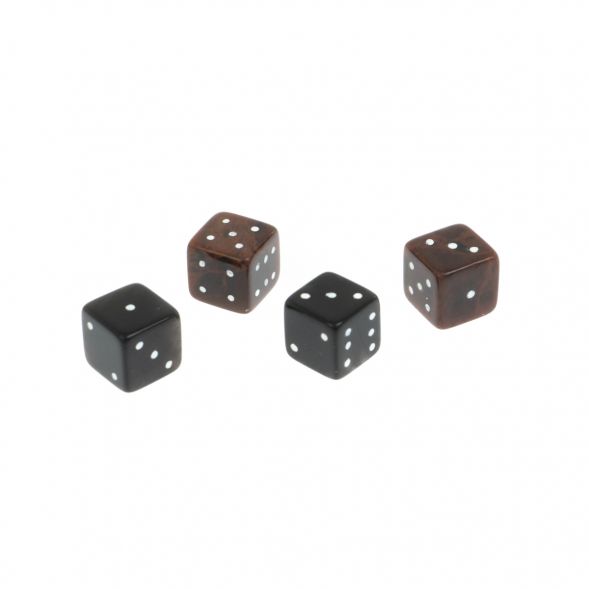 Кубики зарики 1 см коричневые и черные 4 шт 128492