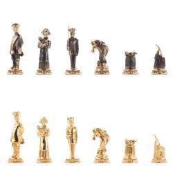 Подарочные шахматы "Деревенские" бронзовые, доска каменная 40х40 см