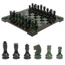 Шахматы с гравировкой &amp;quot;Турнирные&amp;quot; доска 42х42 см нефрит, габбро