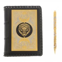 Подарочный набор &amp;quot;Лев&amp;quot; ежедневник А6 и ручка с гравюрой Златоуст