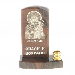 Икона с подсвечником &amp;quot;Иверская&amp;quot; камень обсидиан
