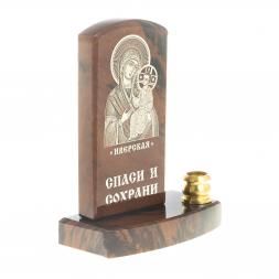 Икона с подсвечником &amp;quot;Иверская&amp;quot; камень обсидиан