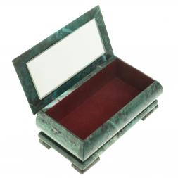 Шкатулка с иллюстрацией &amp;quot;Домик в лесу&amp;quot; камень змеевик 17,5х9,5х7,5 см