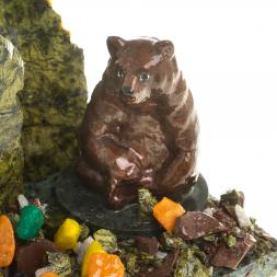 Визитница настольная &amp;quot;Мишка сидящий&amp;quot; змеевик