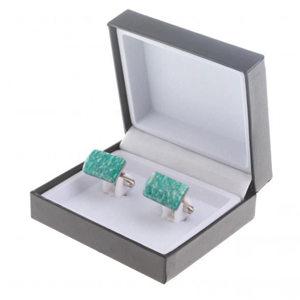 Запонки камень амазонит прямоугольные 124434