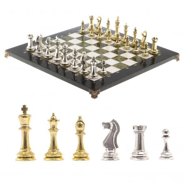 Шахматы турнирные &amp;quot;Стаунтон&amp;quot; доска 40х40 см мрамор змеевик 124516