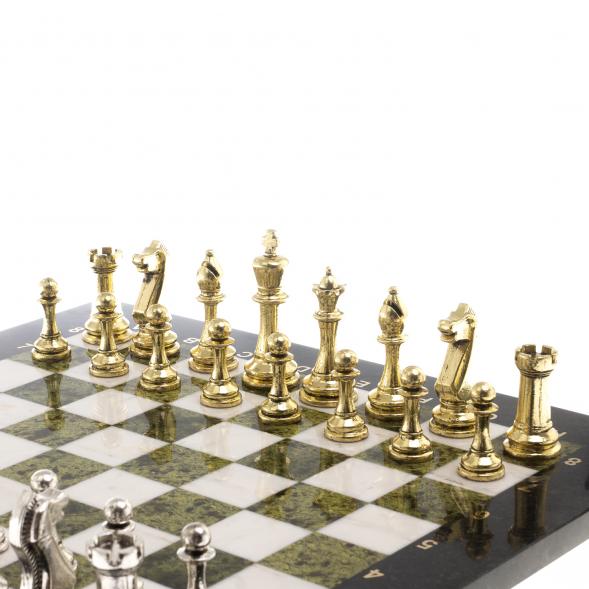 Шахматы турнирные &amp;quot;Стаунтон&amp;quot; доска 40х40 см мрамор змеевик 124516