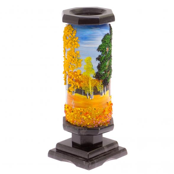 Ваза из камня &amp;quot;Осенний пейзаж&amp;quot; 8,5х8,5х21,5 см 125561