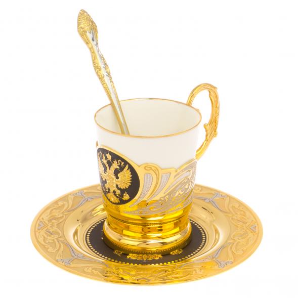 Кофейный набор &amp;quot;Герб РФ&amp;quot; 80 мл с чернением Златоуст 126235