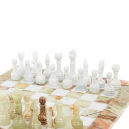 Каменные шахматы "Классические" доска 38х38 см оникс мрамор