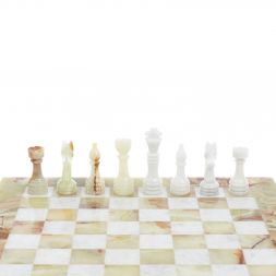 Каменные шахматы "Классические" доска 38х38 см оникс мрамор