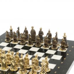 Шахматы бронзовые &amp;quot;Турецкие&amp;quot; доска 32х32 см мрамор змеевик