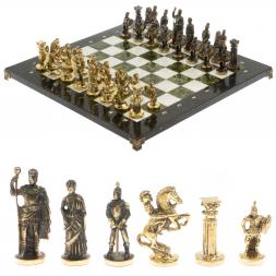 Шахматы &amp;quot;Римские&amp;quot; бронза 44х44 см из мрамора и змеевика