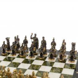 Шахматы &amp;quot;Римские&amp;quot; бронза 44х44 см из мрамора и змеевика