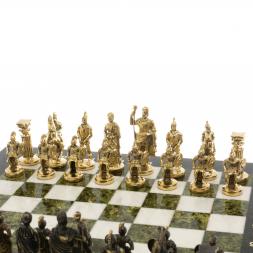 Шахматы &amp;quot;Римские&amp;quot; бронза 44х44 см из мрамора и змеевика