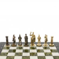 Шахматы &amp;quot;Римские&amp;quot; бронза 44х44 см из мрамора и змеевика
