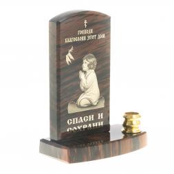 Оберег с подсвечником &amp;quot;Благослави этот дом&amp;quot; камень обсидиан