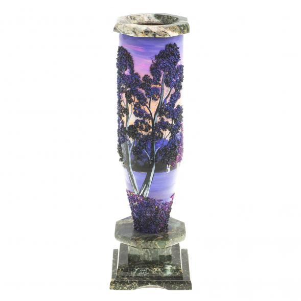 Каменная ваза с рисунком &amp;quot;Рассвет&amp;quot; 8х8х27см 123931