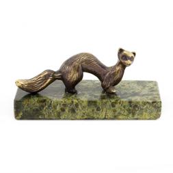 Статуэтка из бронзы на подставке из змеевика &amp;quot;Соболь&amp;quot;
