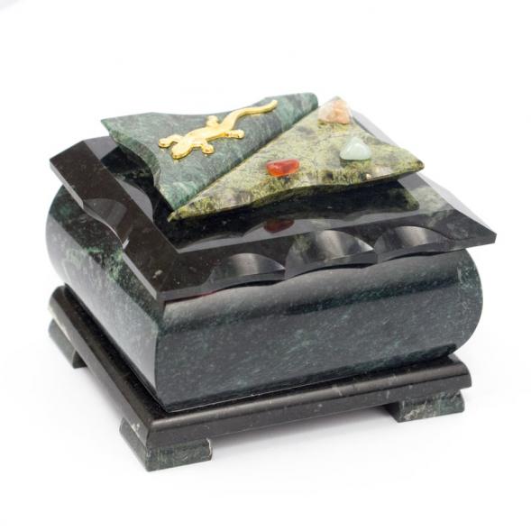 Шкатулка прямоугольная малая змеевик 11х8,5х8 см 116502