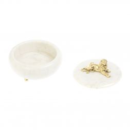 Шкатулка &amp;quot;Лев&amp;quot; из белого мрамора 15х15х12 см