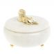 Шкатулка &amp;quot;Лев&amp;quot; из белого мрамора 15х15х12 см 127155