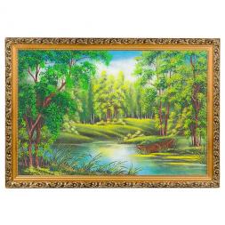 Картина "Лодка на озере" багет 46х66 см, каменная крошка