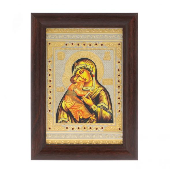 Икона гравюра &amp;quot;Владимирская Божья Матерь&amp;quot; багет 12,5х17,5х1 см Златоуст 128019