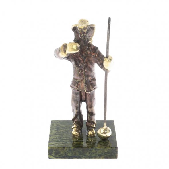 Бронзовая статуэтка &amp;quot;Сталевар&amp;quot; камень змеевик 128938