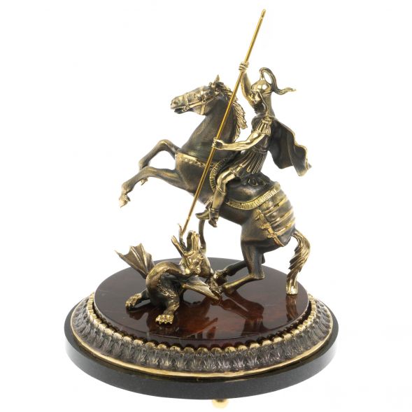 Cтатуэтка &amp;quot;Святой Георгий Победоносец&amp;quot; из бронзы и яшмы 129244