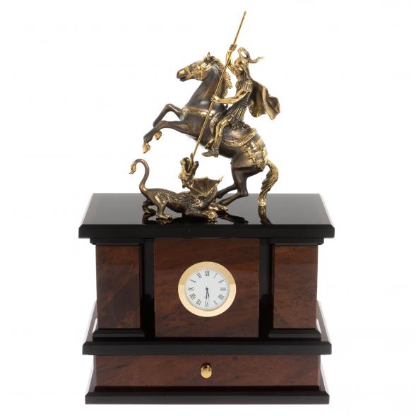 Каминные часы &amp;quot;Георгий Победоносец&amp;quot; из обсидиана 129719