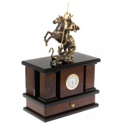 Каминные часы &amp;quot;Георгий Победоносец&amp;quot; из обсидиана