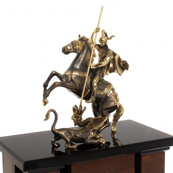 Каминные часы &amp;quot;Георгий Победоносец&amp;quot; из обсидиана 129719