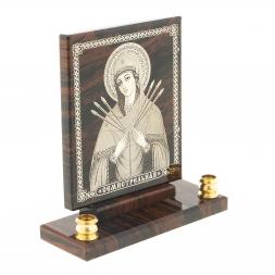 Икона настольная &amp;quot;Семистрельная&amp;quot; из обсидиана с подсвечниками