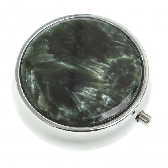 Таблетница на 3 отсека камень серафинит цвет серебро 123216