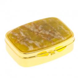 Таблетница на 2 отделения камень офит благородный цвет золото