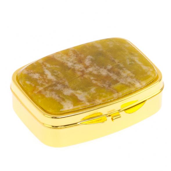 Таблетница на 2 отделения камень офит благородный цвет золото 126085
