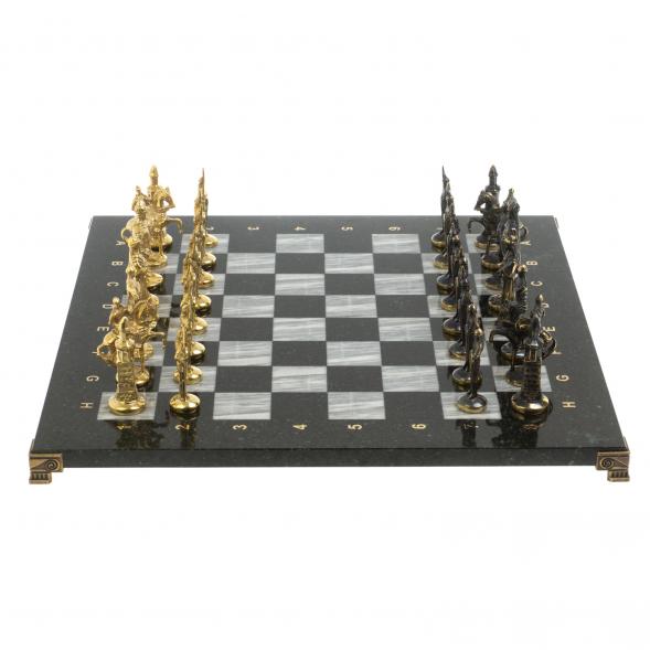 Шахматы &amp;quot;Русские&amp;quot; бронза доска 40х40 см серый мрамор змеевик 127556