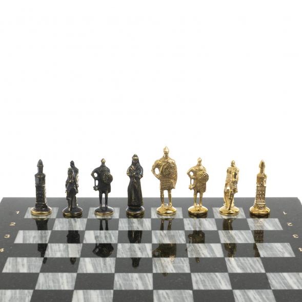 Шахматы &amp;quot;Русские&amp;quot; бронза доска 40х40 см серый мрамор змеевик 127556