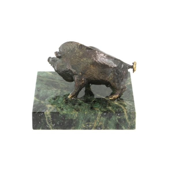 Статуэтка &amp;quot;Кабан&amp;quot; бронза патина змеевик 128169