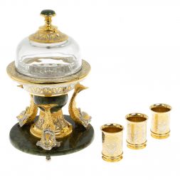 Икорница с тремя стопками &amp;quot;Три кита&amp;quot; нефрит