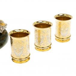 Икорница с тремя стопками &amp;quot;Три кита&amp;quot; нефрит