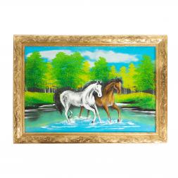 Картина из каменной крошки "Красивая двойка" багет 49х69 см