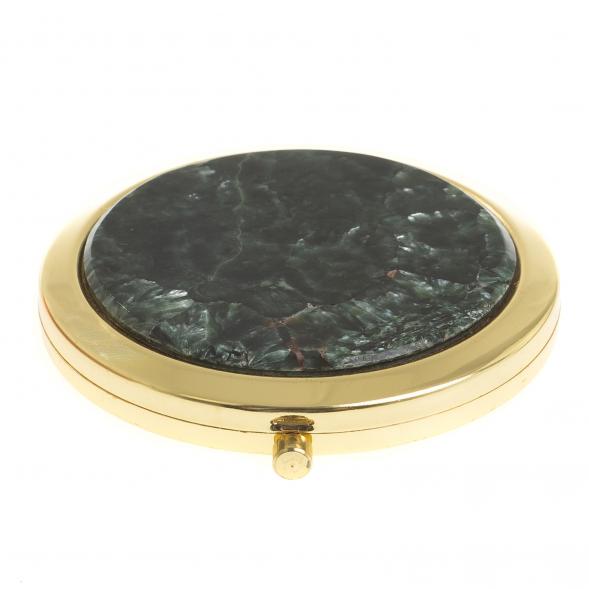 Зеркало круглое из камня серафинит цвет золото 122788