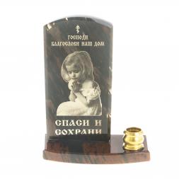 Оберег с подсвечником &amp;quot;Благослави наш дом&amp;quot; камень обсидиан