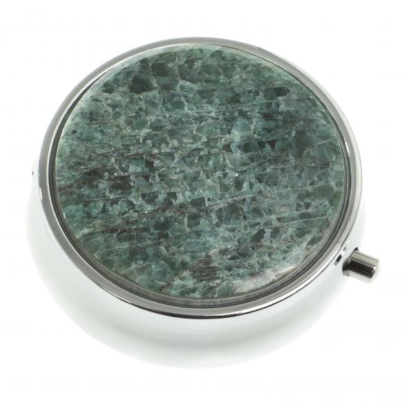 Таблетница на 3 отсека камень зеленый апатит цвет серебро 123217