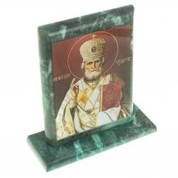 Икона "Св. Николай Чудотворец" змеевик 15х5х15,5 см