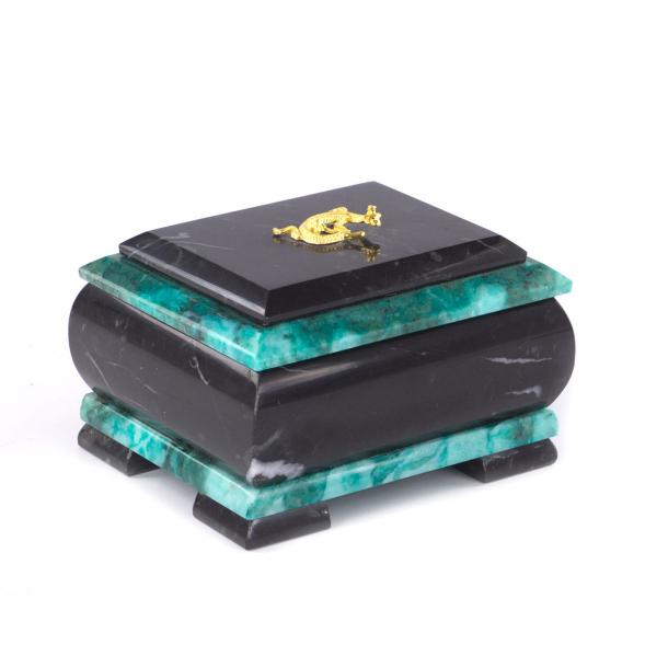 Шкатулка для украшений камень змеевик 12х10х8 см 112118